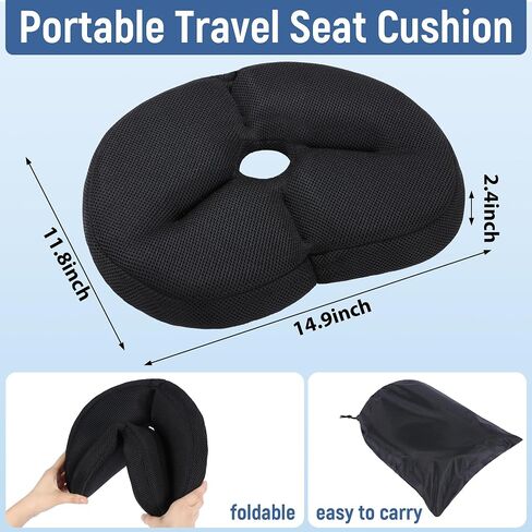 BALAPET Portable Foldable Travel Seat Cushion,Thick Airplane Seat Cushion for Long Flights,Travel Essentials Adjustable Pad for Flying, Airplane, Office, Home, Trains, Cars(14.9x11.8x2.4in) in Saudi Arabia