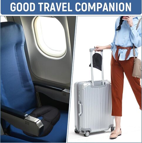 BALAPET Portable Foldable Travel Seat Cushion,Thick Airplane Seat Cushion for Long Flights,Travel Essentials Adjustable Pad for Flying, Airplane, Office, Home, Trains, Cars(14.9x11.8x2.4in) in Saudi Arabia