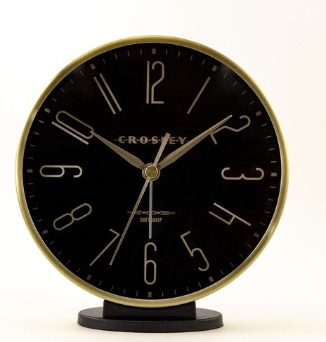 Crosley Modern Art Deco Office and Desk Alarm Clock, Gold & Black, Gold in Saudi Arabia
