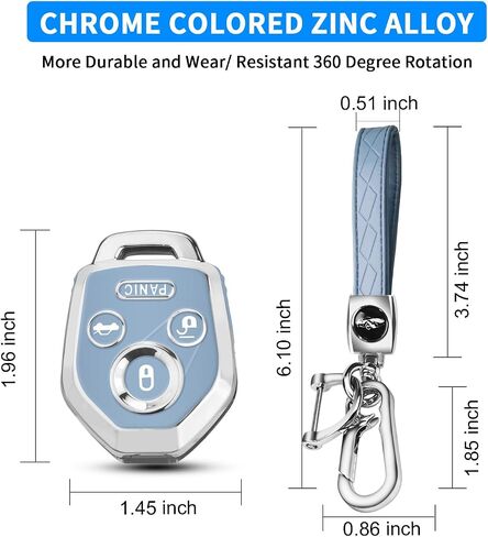 QBUC for Subaru Key Fob Cover with Keychain Soft TPU Protection Case Compatible with 2008-2019 Ascent BRZ Crosstrek Forester Impreza Legacy Outback Solterra WRX STI XV (Chrome Trim Blue) in Saudi Arabia