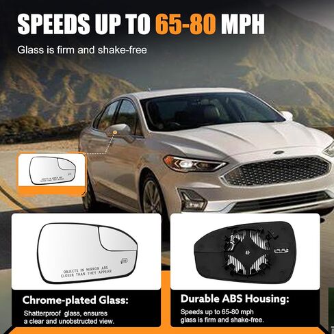 Passenger Side Heated Mirror Glass Replacement for Ford Fusion 2013-2020 - Heated Right Mirrors With Backing Plate, OE DS7Z17K707B in Kuwait