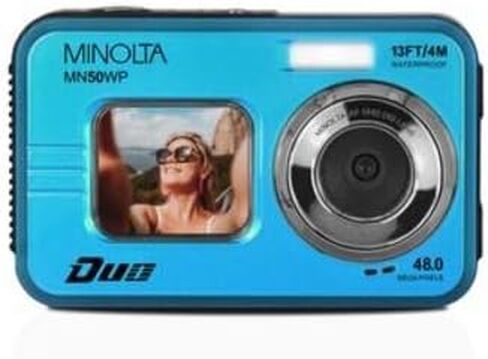Minolta 48 Mega Pixels Underwater Digital Camera with Autofocus, 5K Video & Dual LCD, Red in Saudi Arabia