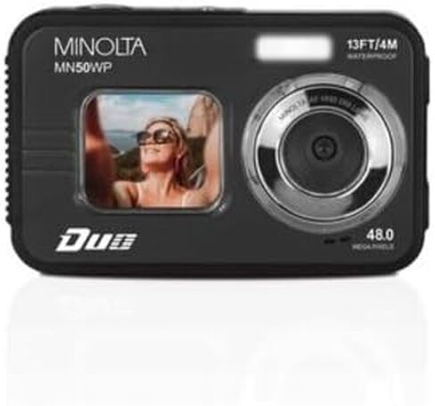 Minolta 48 Mega Pixels Underwater Digital Camera with Autofocus, 5K Video & Dual LCD, Red in Saudi Arabia