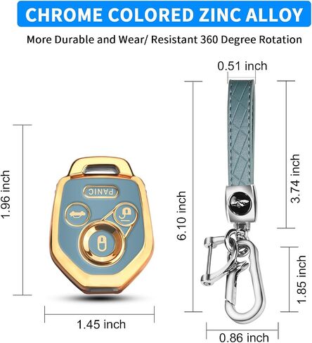 QBUC for Subaru Key Fob Cover with Keychain Soft TPU Protection Case Compatible with 2008-2019 Ascent BRZ Crosstrek Forester Impreza Legacy Outback Solterra WRX STI XV (Chrome Trim Blue) in Saudi Arabia