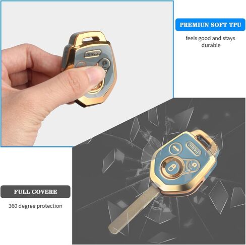 QBUC for Subaru Key Fob Cover with Keychain Soft TPU Protection Case Compatible with 2008-2019 Ascent BRZ Crosstrek Forester Impreza Legacy Outback Solterra WRX STI XV (Chrome Trim Blue) in Saudi Arabia