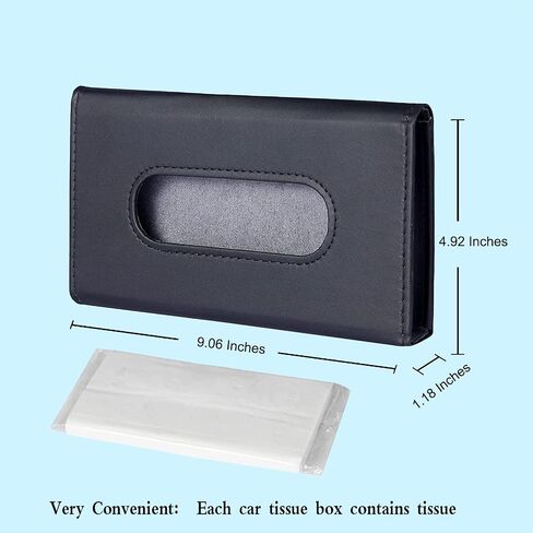 Car Tissue Holder, 2 Pack Sun Visor Napkin Holder, Premium PU Leather, Car Mask Holder for Sun Visor Vehicle, with Tissue Refill, Black&Beige in Kuwait