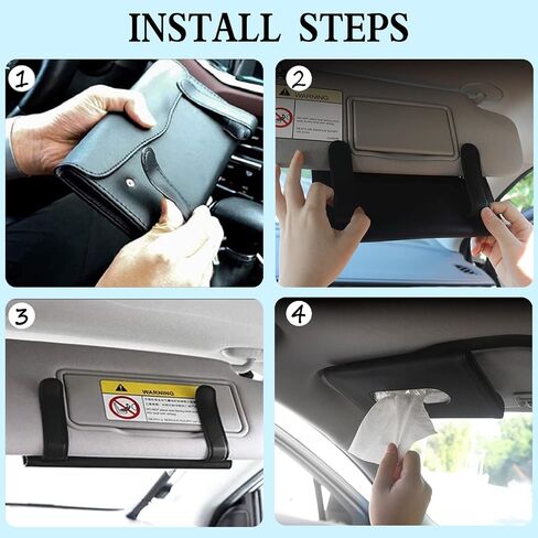 Car Tissue Holder, 2 Pack Sun Visor Napkin Holder, Premium PU Leather, Car Mask Holder for Sun Visor Vehicle, with Tissue Refill, Black&Beige in Kuwait