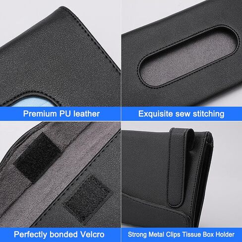 Car Tissue Holder, 2 Pack Sun Visor Napkin Holder, Premium PU Leather, Car Mask Holder for Sun Visor Vehicle, with Tissue Refill, Black&Beige in Kuwait