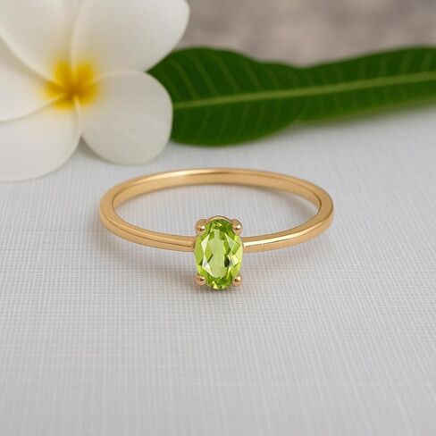 5X3MM Oval Shape Multi Choice Gemstone 925 Sterling Silver Gold Plated Solitaire Tiny Stackable Women Ring | Spring Season Gift For Her | Graduation Gift in Saudi Arabia