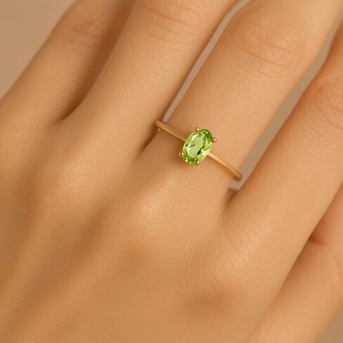 5X3MM Oval Shape Multi Choice Gemstone 925 Sterling Silver Gold Plated Solitaire Tiny Stackable Women Ring | Spring Season Gift For Her | Graduation Gift in Saudi Arabia