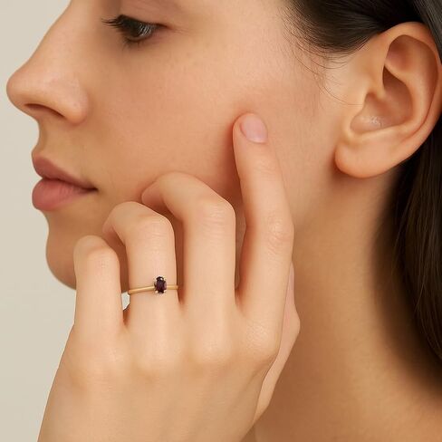 5X3MM Oval Shape Multi Choice Gemstone 925 Sterling Silver Gold Plated Solitaire Tiny Stackable Women Ring | Spring Season Gift For Her | Graduation Gift in Saudi Arabia