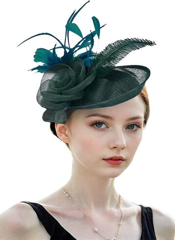 SHUERIET Women's Fascinator Hat with Feathers Flowers,Headband Hair Clip for Weddings,Mesh Church Derby Tea Party in Saudi Arabia