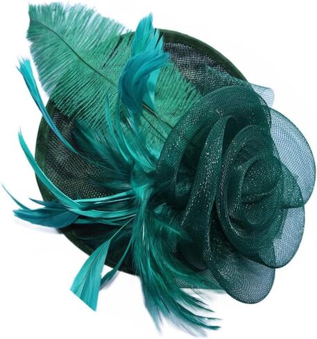 SHUERIET Women's Fascinator Hat with Feathers Flowers,Headband Hair Clip for Weddings,Mesh Church Derby Tea Party in Saudi Arabia