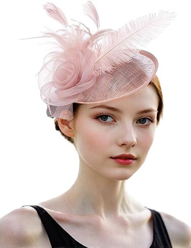 SHUERIET Women's Fascinator Hat with Feathers Flowers,Headband Hair Clip for Weddings,Mesh Church Derby Tea Party in Saudi Arabia