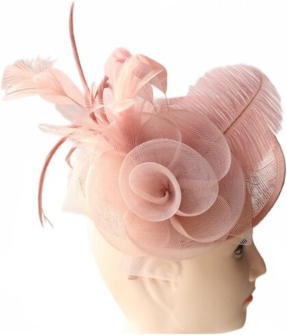 SHUERIET Women's Fascinator Hat with Feathers Flowers,Headband Hair Clip for Weddings,Mesh Church Derby Tea Party in Saudi Arabia