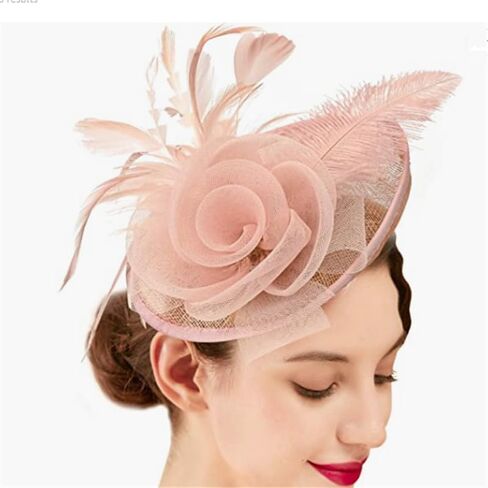 SHUERIET Women's Fascinator Hat with Feathers Flowers,Headband Hair Clip for Weddings,Mesh Church Derby Tea Party in Saudi Arabia