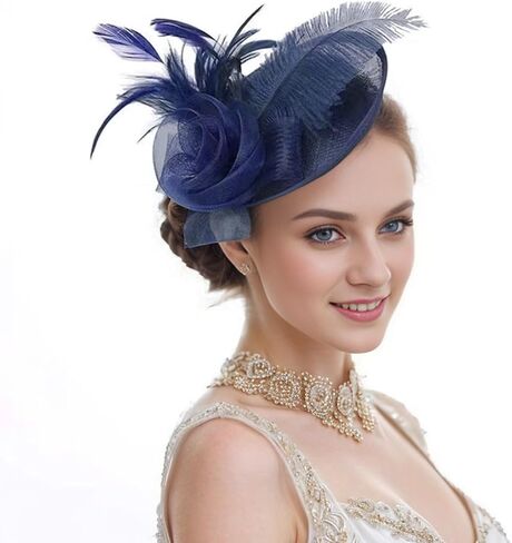SHUERIET Women's Fascinator Hat with Feathers Flowers,Headband Hair Clip for Weddings,Mesh Church Derby Tea Party in Saudi Arabia