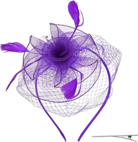 Womens Fascinators Hat Fascinators Derby Headband with Feather Mesh, Tea Party Hat for Women in Saudi Arabia