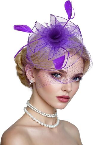 Womens Fascinators Hat Fascinators Derby Headband with Feather Mesh, Tea Party Hat for Women in Saudi Arabia
