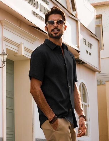 PJ PAUL JONES Mens Casual Shirts Short Sleeve Button Down Shirt Lightweight Summer Shirts in Saudi Arabia