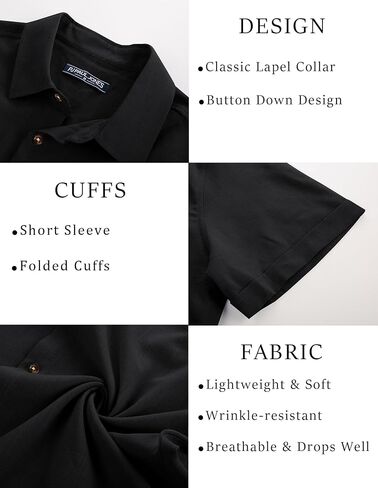 PJ PAUL JONES Mens Casual Shirts Short Sleeve Button Down Shirt Lightweight Summer Shirts in Saudi Arabia