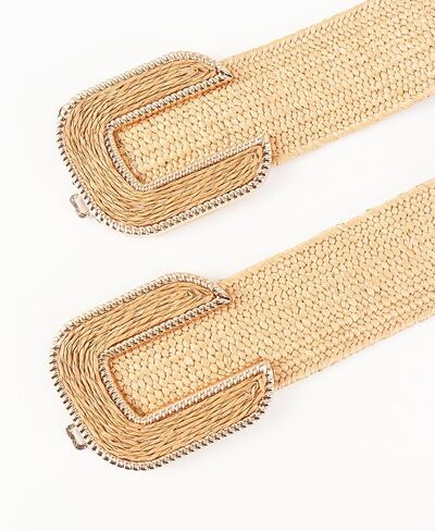 Women's Braided Thick Belt Fashion Holeless Wide Raffia Holeless Elastic Beach Chunky Belt for Summer Dress in Saudi Arabia