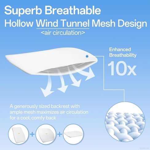 Seat Cushion Back Support Lumbar Pillow for Tesla Model Y 3 S X Hollow-Out Breathable Mesh Seat Pad and Back Strong Support Hip Lumbar Pain Relief for Driving Car Office Home Chair Use, White in Saudi Arabia