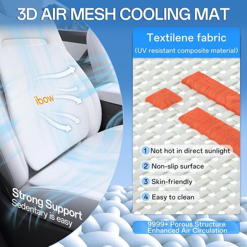Seat Cushion Back Support Lumbar Pillow for Tesla Model Y 3 S X Hollow-Out Breathable Mesh Seat Pad and Back Strong Support Hip Lumbar Pain Relief for Driving Car Office Home Chair Use, White in Saudi Arabia