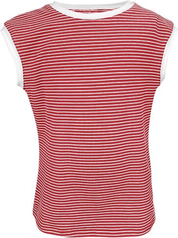 Vivitulip Girl’s Cap Sleeve Summer Tops Color Block Striped Loose Fit Kid’s Cami Shirts in Saudi Arabia