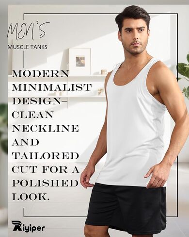 Riyiper 3 Pack Men's Big and Tall U Tluck Tops M-5XL Alcyless Compression Tees Beach Disual Summer Muscle Gym Syrts in Kuwait
