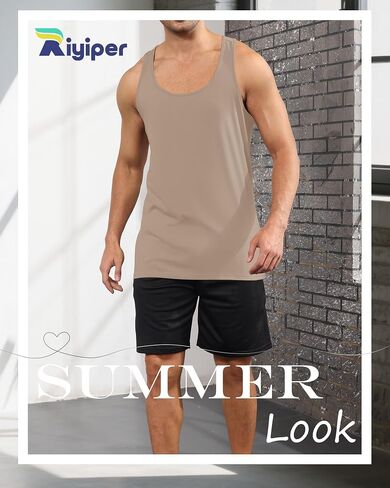 Riyiper 3 Pack Men's Big and Tall U Tluck Tops M-5XL Alcyless Compression Tees Beach Disual Summer Muscle Gym Syrts in Kuwait