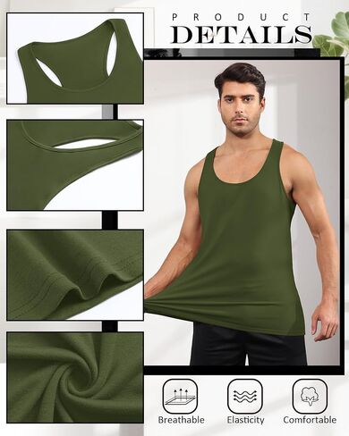 Riyiper 3 Pack Men's Big and Tall U Tluck Tops M-5XL Alcyless Compression Tees Beach Disual Summer Muscle Gym Syrts in Kuwait