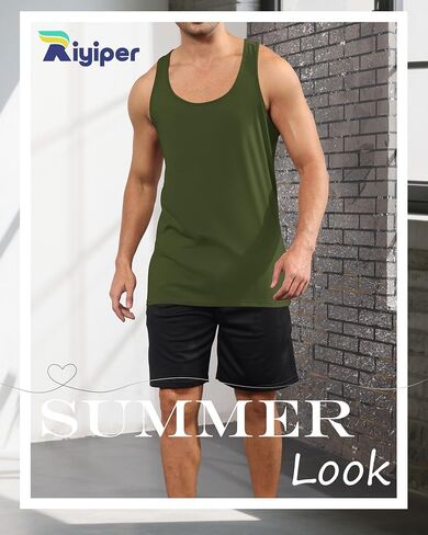 Riyiper 3 Pack Men's Big and Tall U Tluck Tops M-5XL Alcyless Compression Tees Beach Disual Summer Muscle Gym Syrts in Kuwait