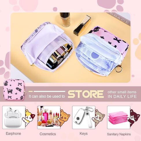 Likesing Sanitary Pad Storage Bag, Cloth First Period Kit for Teen Girls 10-12 for School, Portable Reusable Tampon Holder Purse Feminine Menstrual Period Sanitary Pad Small Makeup Pouch, 2 Packs in Saudi Arabia