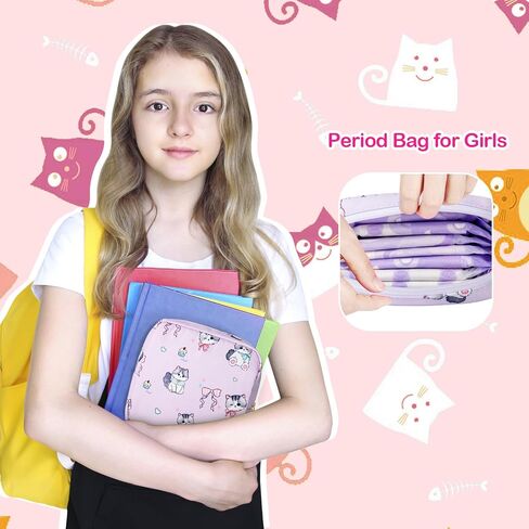 Likesing Sanitary Pad Storage Bag, Cloth First Period Kit for Teen Girls 10-12 for School, Portable Reusable Tampon Holder Purse Feminine Menstrual Period Sanitary Pad Small Makeup Pouch, 2 Packs in Saudi Arabia