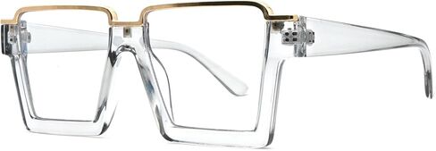 Onrtry Oversized Square Blue Light Glasses for Women Men Fashion Semi Rimless Glasses Non Prescription Eyeglasses in Saudi Arabia