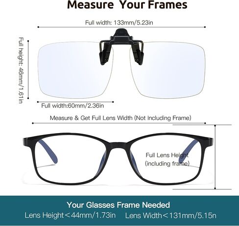 Rectangular Clip-On Flip-Up Blue Light Blocking Glasses for Eyes Strain/Light Sensitive TS803 in Kuwait
