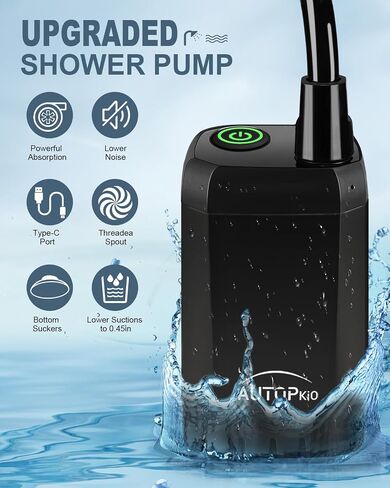 AUTOPkio Portable Camping Shower Pump - 6000mAh Rechargeable Camp Shower Pump with USB Cable & Electric Outdoor Shower Head Sprayer for Camping, Hiking, Pet Bathing, Washing in Saudi Arabia
