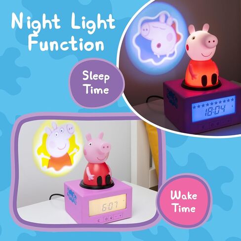 Paladone Peppa Pig Training Training Clock - مرخص رسميًا ، ضوء غرفة نوم لإسقاط الأطفال in Kuwait