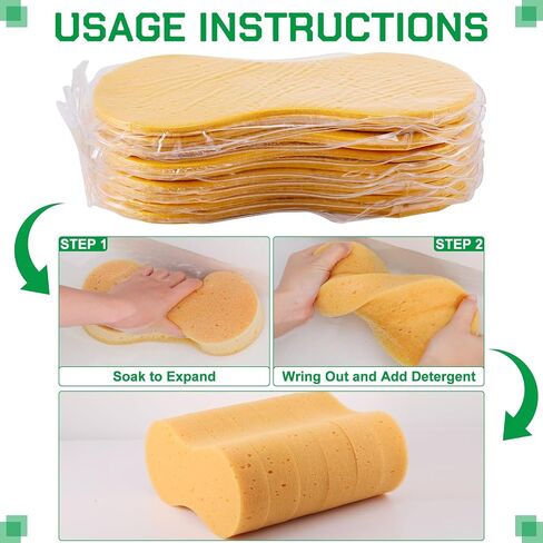 Vesici 24 Pack Car Wash Sponges Large Sponges Bulk Big All-Purpose Scrubber Thick Foam Car Cleaning Supplies for Washing Boat Kitchen Household with Single Vacuum Compressed Packing (Bright Yellow) in Saudi Arabia