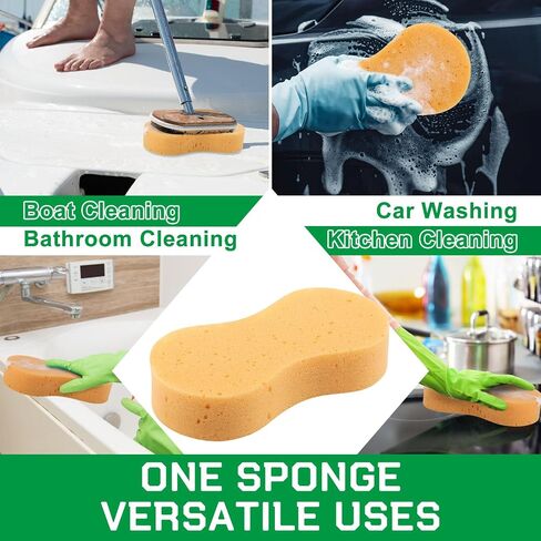 Vesici 24 Pack Car Wash Sponges Large Sponges Bulk Big All-Purpose Scrubber Thick Foam Car Cleaning Supplies for Washing Boat Kitchen Household with Single Vacuum Compressed Packing (Bright Yellow) in Saudi Arabia