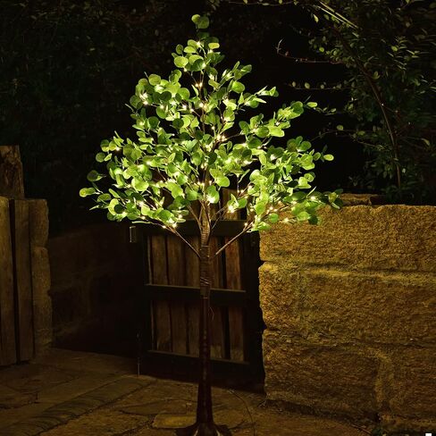 LIGHTSHARE 4FT Lighted Eucalyptus Tree 126L Warm White LED Artificial Greenery with Lights for Wedding Holiday Home Party Decoration Indoor Outdoor in Kuwait