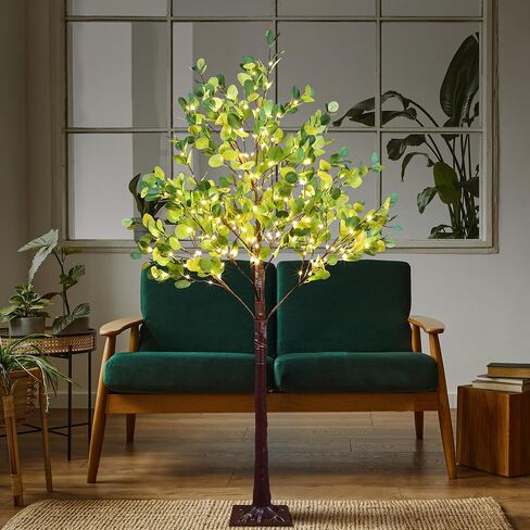 LIGHTSHARE 4FT Lighted Eucalyptus Tree 126L Warm White LED Artificial Greenery with Lights for Wedding Holiday Home Party Decoration Indoor Outdoor in Kuwait