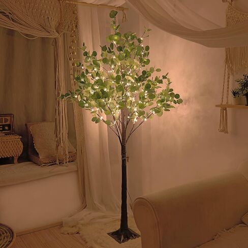 LIGHTSHARE 4FT Lighted Eucalyptus Tree 126L Warm White LED Artificial Greenery with Lights for Wedding Holiday Home Party Decoration Indoor Outdoor in Kuwait