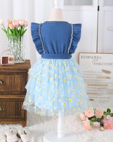 Girls Flower Dresses Fairy Tutu Party Spring Summer Sun Tulle Dress Sleeveless 2t-7t Little Girl Clothes in Saudi Arabia