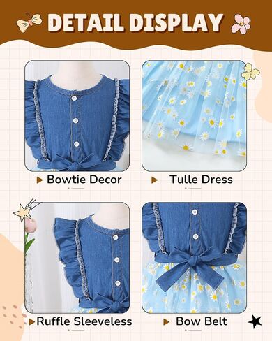 Girls Flower Dresses Fairy Tutu Party Spring Summer Sun Tulle Dress Sleeveless 2t-7t Little Girl Clothes in Saudi Arabia