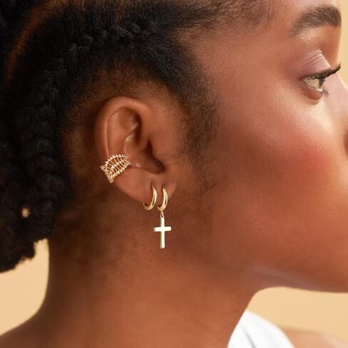 MYEARS Women Ear Cuff Earrings Gold Non Pierced Cartilage Clip on Open Wrap Hoop 14K Gold Plated Simple Hypoallergenic Everyday Jewelry in Kuwait