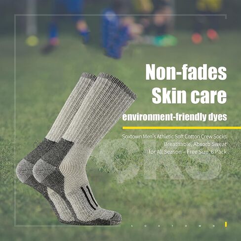 SOX TOWN Men's Merino Wool Cushion Crew Socks Moisture Wicking Control for Outdoor Hiking Work Boot Thermal Warm All Seasons in Kuwait