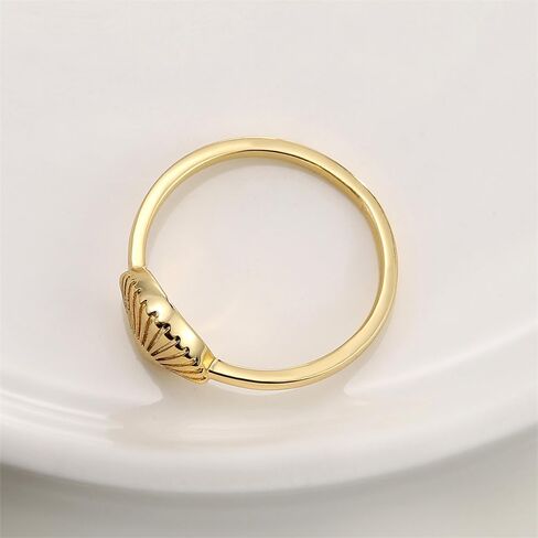 Dainty Scallop Sea Shell Statement Ring for Women Girls 14K Gold Plated Fashion Boho Tropical Stackable Band Rings Comfort Fit Cute Vacation Hawaiian Ocean Theme Party Jewelry Gift in Saudi Arabia