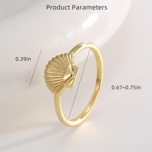 Dainty Scallop Sea Shell Statement Ring for Women Girls 14K Gold Plated Fashion Boho Tropical Stackable Band Rings Comfort Fit Cute Vacation Hawaiian Ocean Theme Party Jewelry Gift in Saudi Arabia